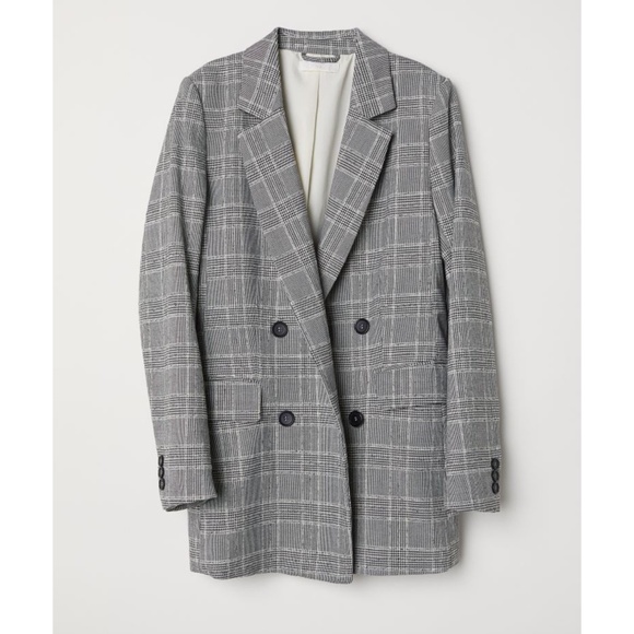 NWT H&M Checked Double Breasted Blazer Jacket - Picture 1 of 5